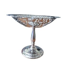 Vintage 1930s Art Deco Krome Kraft Farber Bros Chrome Dish‎ 6" Pedestal Dish